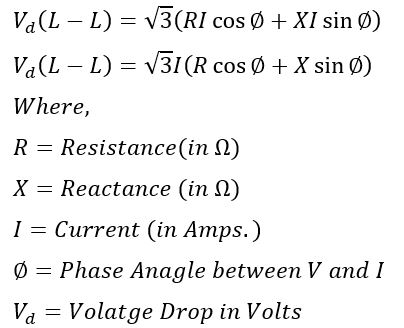 Voltage drop formula- voltage drop (Line-Line) in AC circuit