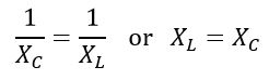 XL=XC- condition of paraallel resonace