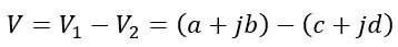 subtraction of the  phasors V1 and V2 i