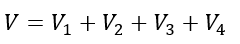 total voltage across the series connected capacitors