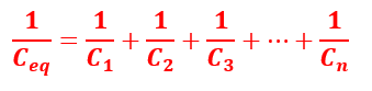 equivalent capacitance of the series combination of  n numbers of capacitors