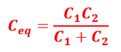 formula for total capacitance of two series connected capacitors