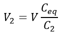 Voltage drop across  capacitor C2 is;