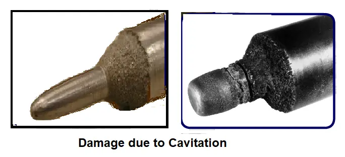 damage due to cavitation
