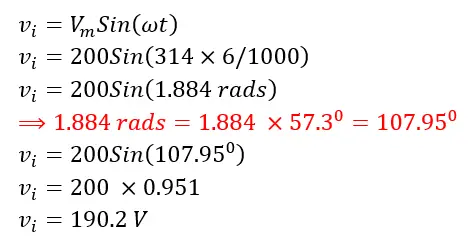 solved problem instantaneous value-sinusoidal wave