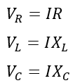 voltage across RLC series circuit components