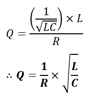 formula for Quality Factor of Series Resonance Circuit