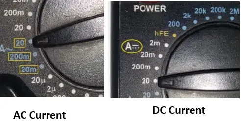 ac and dc current selection