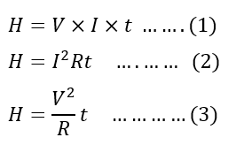 formulas of heating effect of electric current