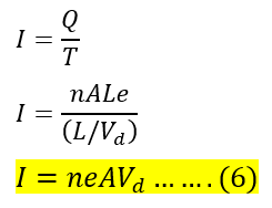 Relation between Current and Drift Velocity