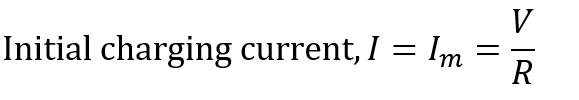 formula for initial charging current of capacitor