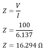 impedance of the circuit-solved problem