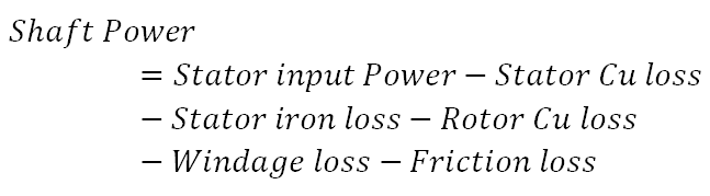 shaft Power Equation of Induction Motor