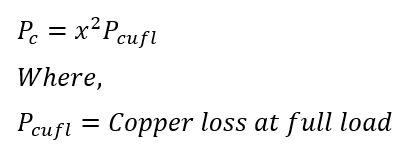 copper loss in the transformer with percentage loading