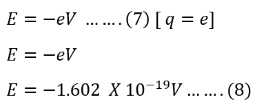 electron volt or eV formula