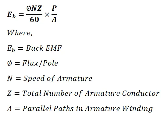 back EMF formula