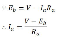 relationship between back EMF and armature current