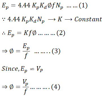 formula of flux in a transformer