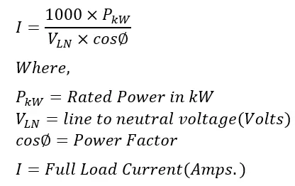 1-phase full load current-when load is in kW