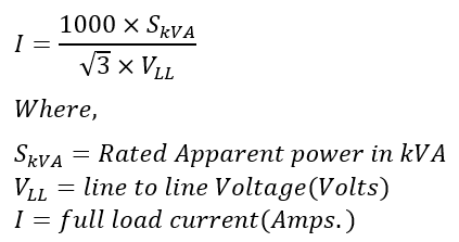 FLC for 3-phase load  in kVA