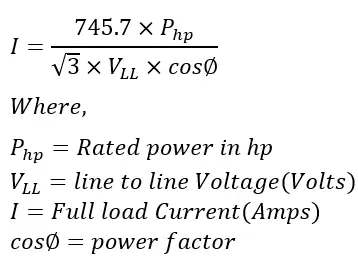 FLC for 3-phase load in hp