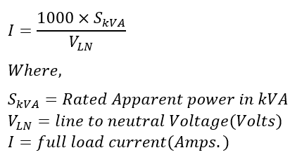 FLC for 1-phase load  in kVA