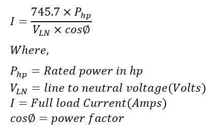 FLC for 1-phase load in hp