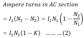 ampere-turns in -ac-section-of-auto-transformer