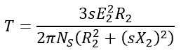 formula showing relation between torque and rotor resistance 