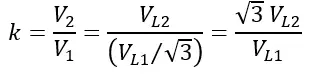 transformation ratio of Star-Delta transformer