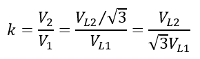 transformation ratio of Delta-Star transformer