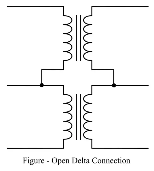 Open Delta (V-V) Connection of three phase transformer