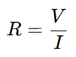 Ohm’s Law and Resistance Formula. R= voltage9V)/ Current(I)