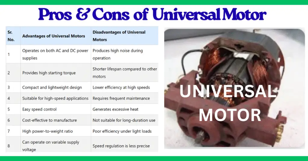 pros and cons of universal motor