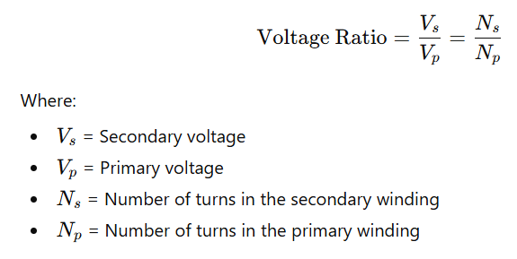 voltage ratio of power transformer formula