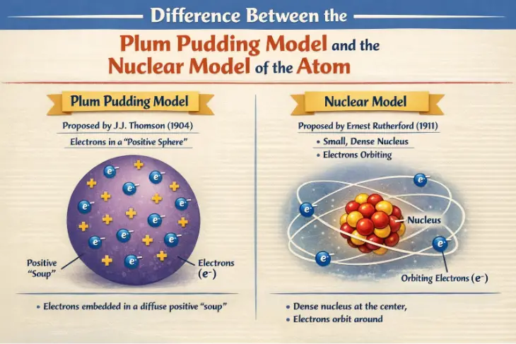 Difference Between the Plum Pudding Model and the Nuclear Model of the Atom