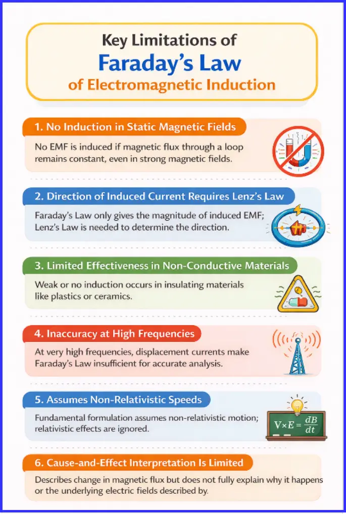 image showing Key Limitations of Faraday’s Law of Electromagnetic Induction