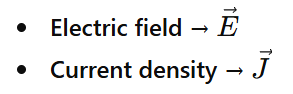 electric field (E)and current denssity (J) vector