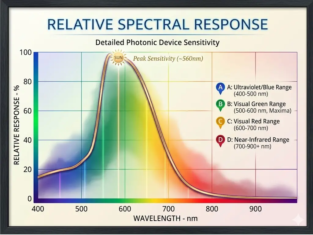 Relative Spectral Response Curve of a Standard CdS LDR. Source