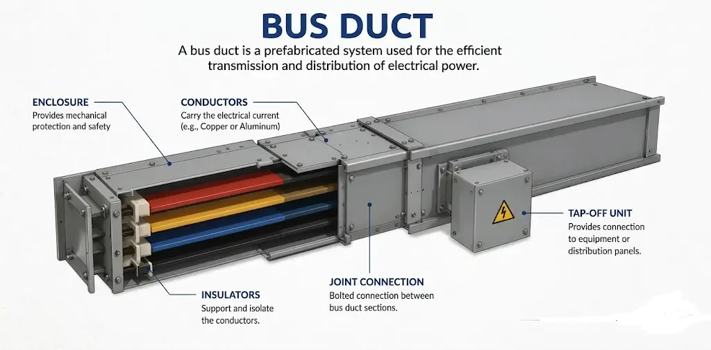 Figure: Main components of a typical bus duct system