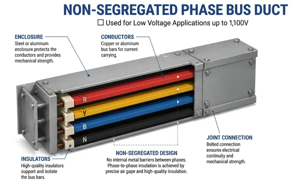 Figure: Non-segregated phase bus duct for low-voltage distribution