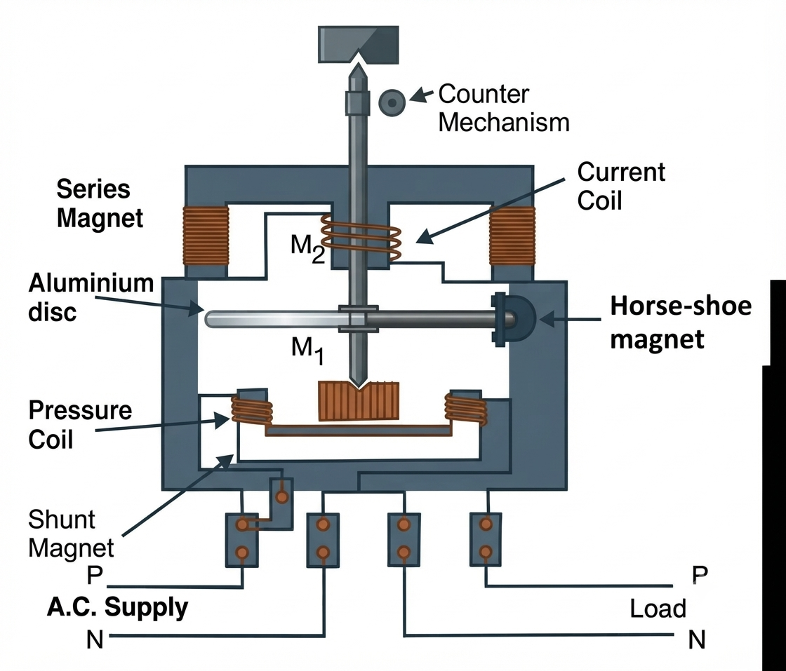 Single Phase Energy Meter: Construction & Working