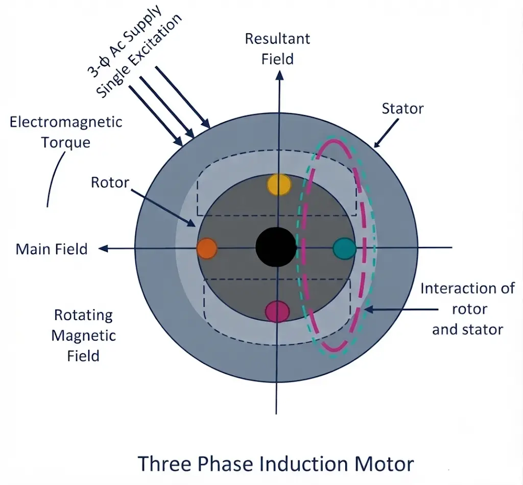 how rotating magnetic field produced- working principle of induction motor
